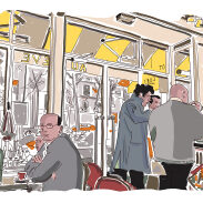 Illustration de scène de café