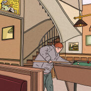 Un homme joue au billard