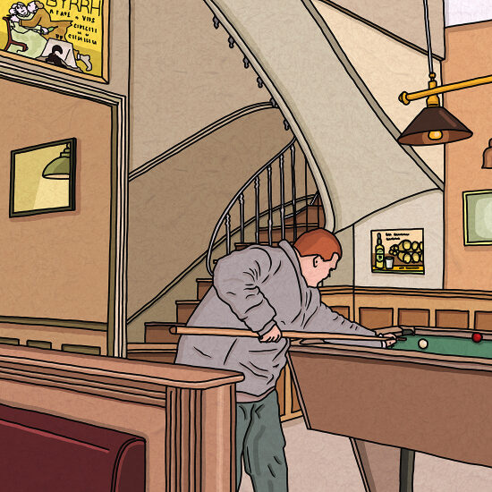 Un homme joue au billard