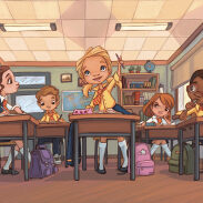 Enfants dans une salle de classe