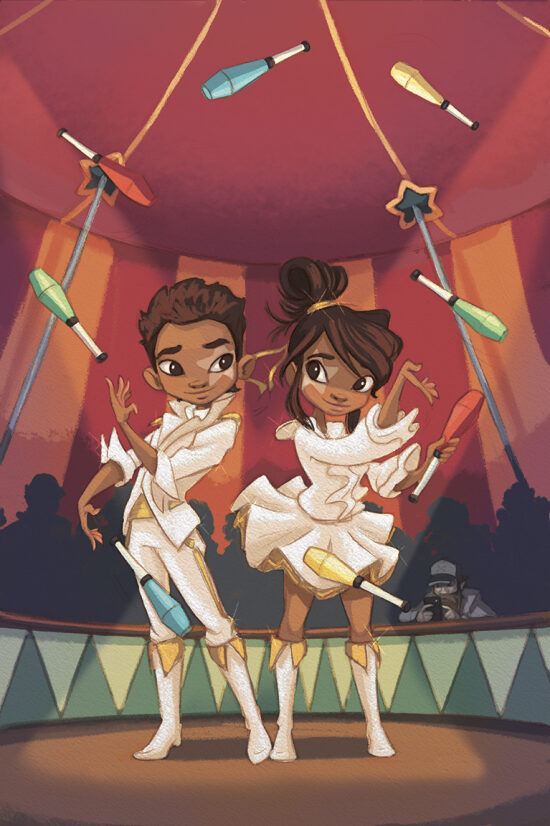 Artistes de cirque en scène