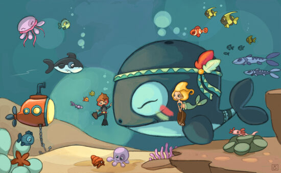 Aventure sous-marine avec des créatures