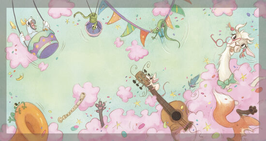 Guitare et animaux dans les nuages
