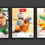 Glace au chocolat, glace au caramel, glace à la vanille, glace à la fraise