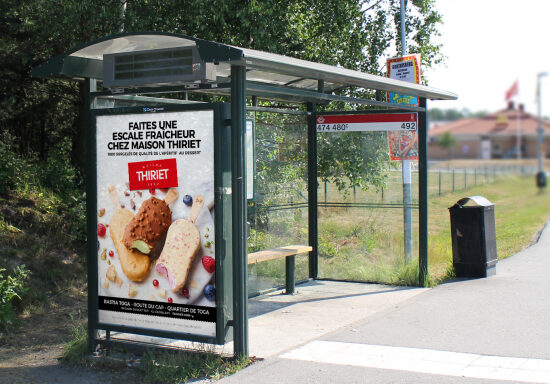 CAMPAGNE AFFICHAGE PROMOTIONNELLE ABRIS-BUS LA MAISON THIRIET
