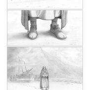 Scène d'un voyageur sur la plage