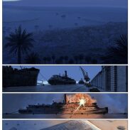 Port de nuit avec navires historiques