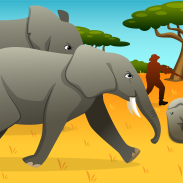 Éléphants dans savane africaine