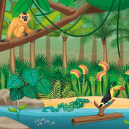 Oiseaux et reptiles dans la jungle