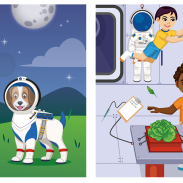 Astrologues et chien sur la lune