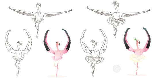 Flamant en position de ballet