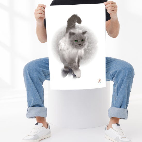 Chat à la truffe grise