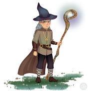 Magicien avec un bâton magique