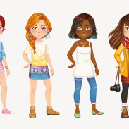 Personnages féminins stylisés en mode