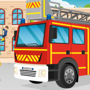 Camion de pompiers devant une caserne