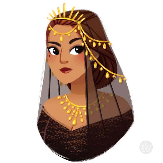Portrait de femme avec voile et bijoux