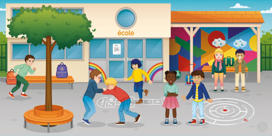 Récréation d'école avec enfants