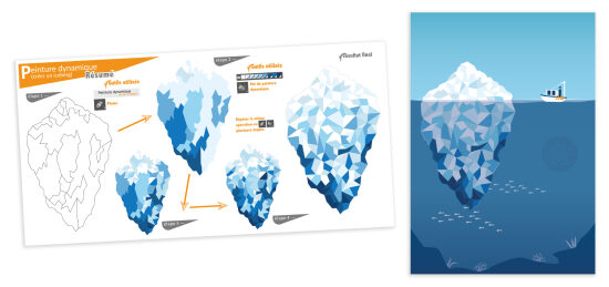Iceberg dans une mer bleue