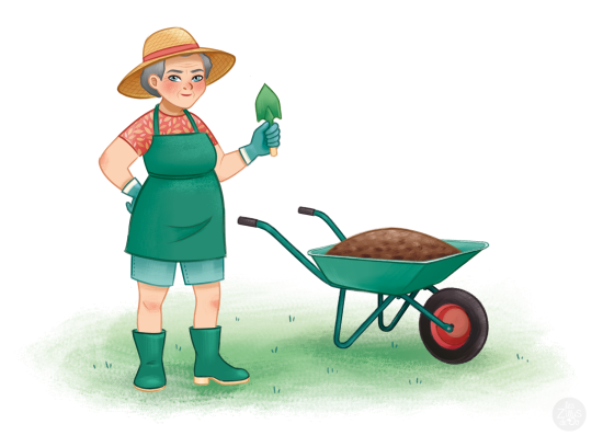 Jardinière avec une brouette