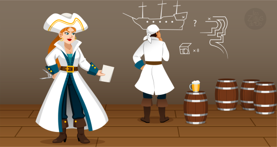 Scène de pirates dans un atelier