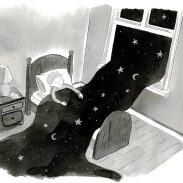 Garçon dans un lit sous les étoiles