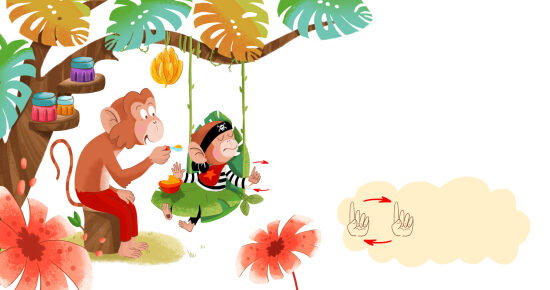 Pirate et singe sur une tresse de jungle