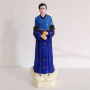 Statuette de la Vierge Marie en céramique bleue