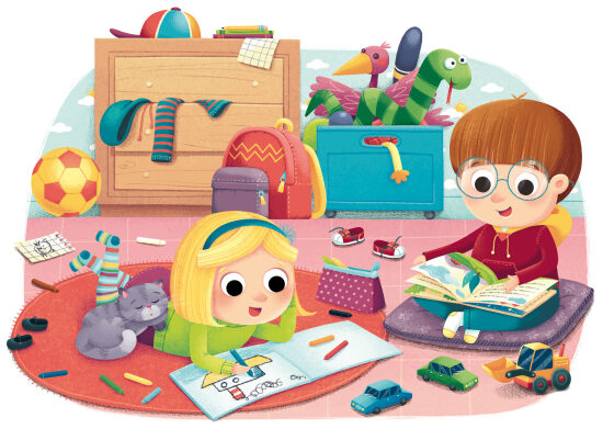 Enfants jouant dans une chambre