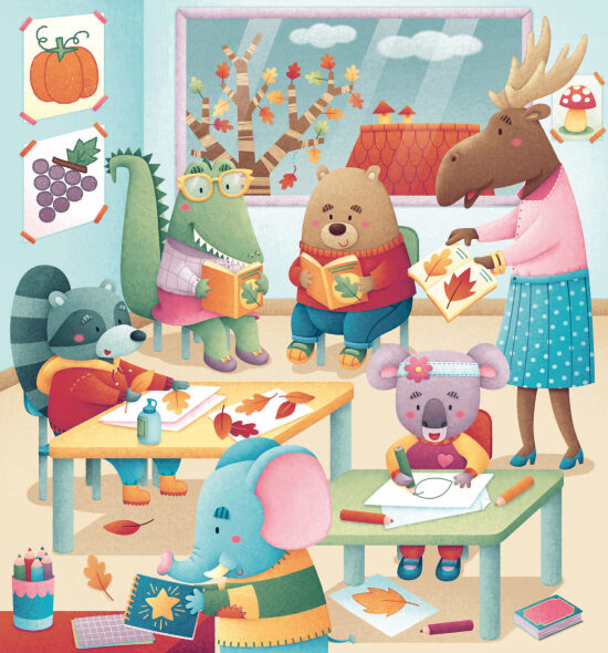 Classe d'art pour animaux colorés
