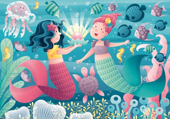 Sirenes sous-marines avec coquillage